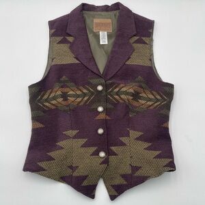VTG Roughrider by Circle T Womens Sz Med Western Vest Southwest Aztec Purple